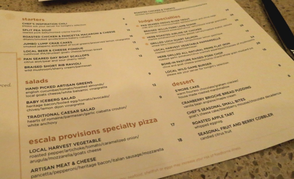 escala provisions company menu