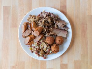 R&R BBQ - three meat plate