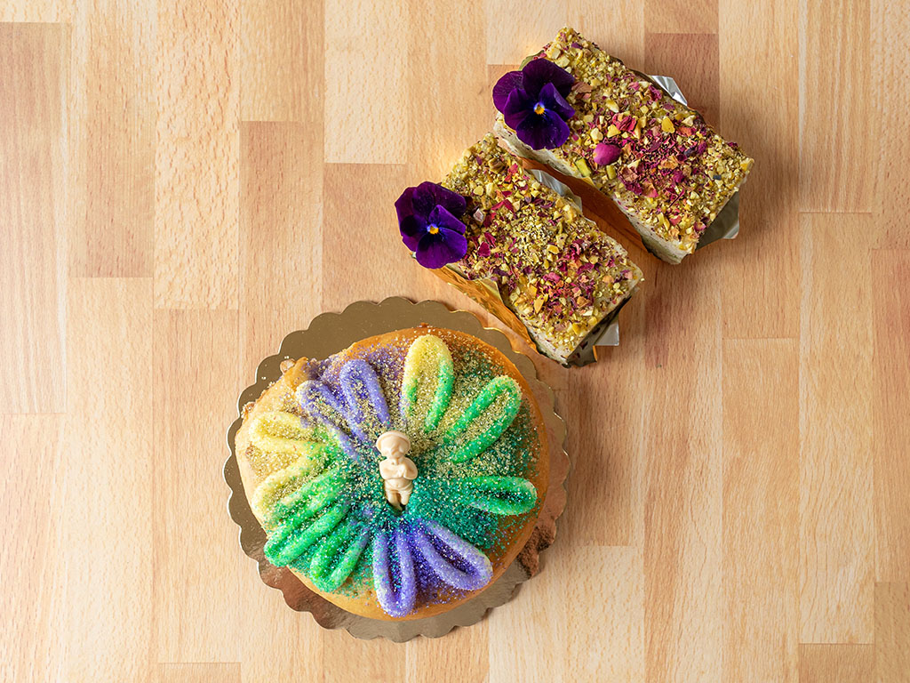 Flourish Bakery - king cake and Persian love cakes