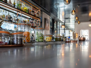 Bar setup at Copper Common in downtown SLC