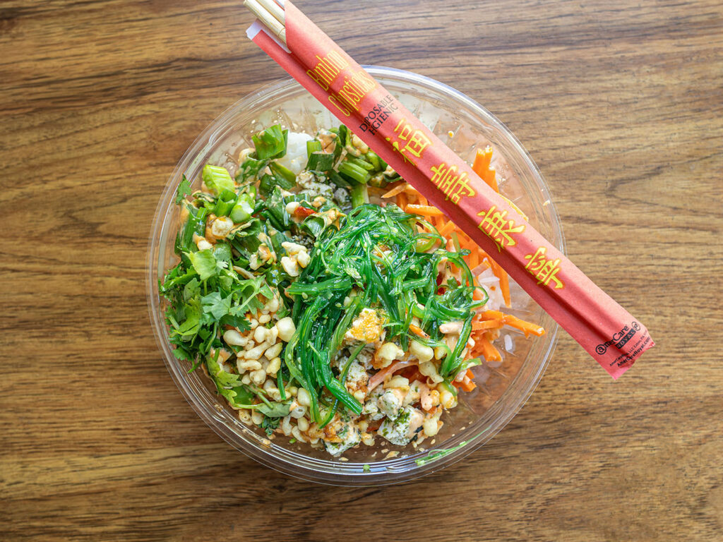 LemonShark Poke - custom poke bowl with seaweed salad