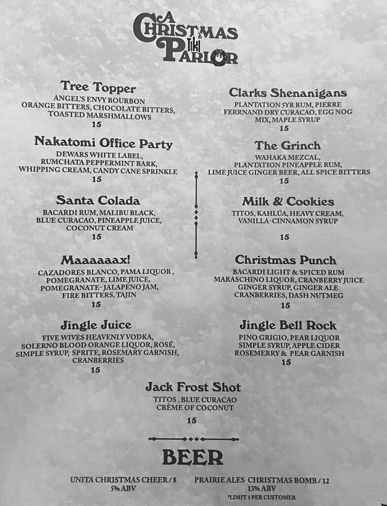 Flanker - Christmas popup 2023 cocktail menu (Gastronomic SLC)