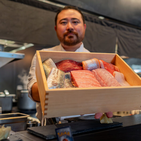 Chef Ben Steigers with fresh fish at Wisteria