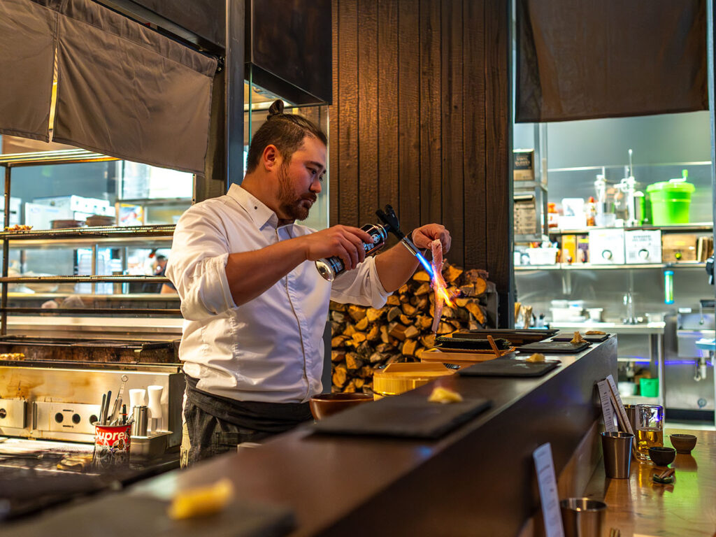 Wisteria - chef Ben Steigers blow torching tuna