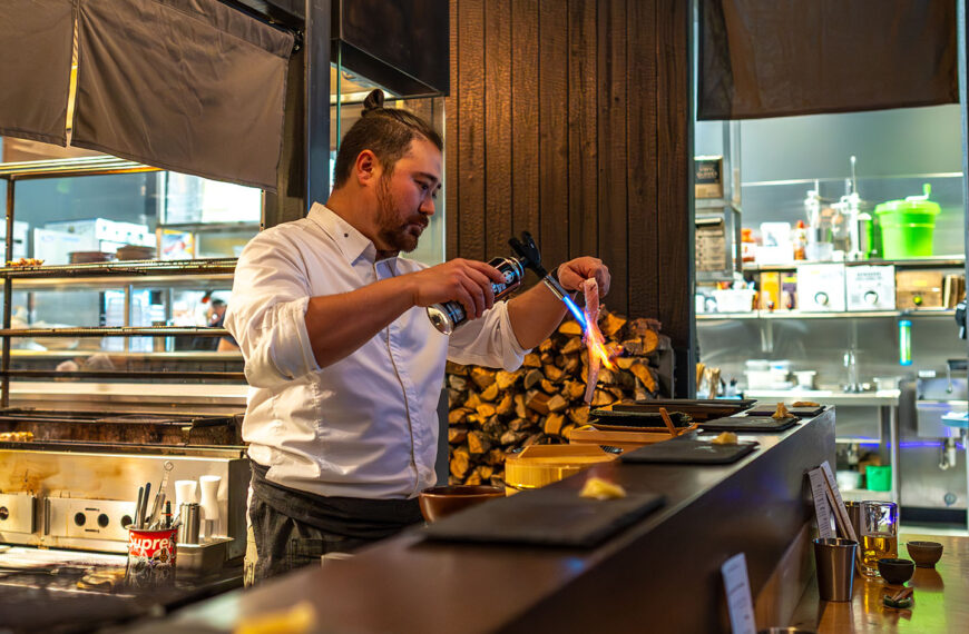 Wisteria - chef Ben Steigers blow torching tuna