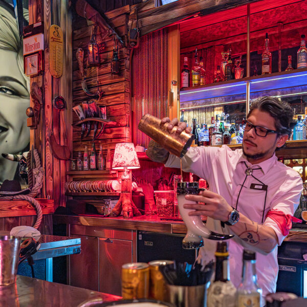 Flanker - bar tender Leo at Hidden Boot Saloon