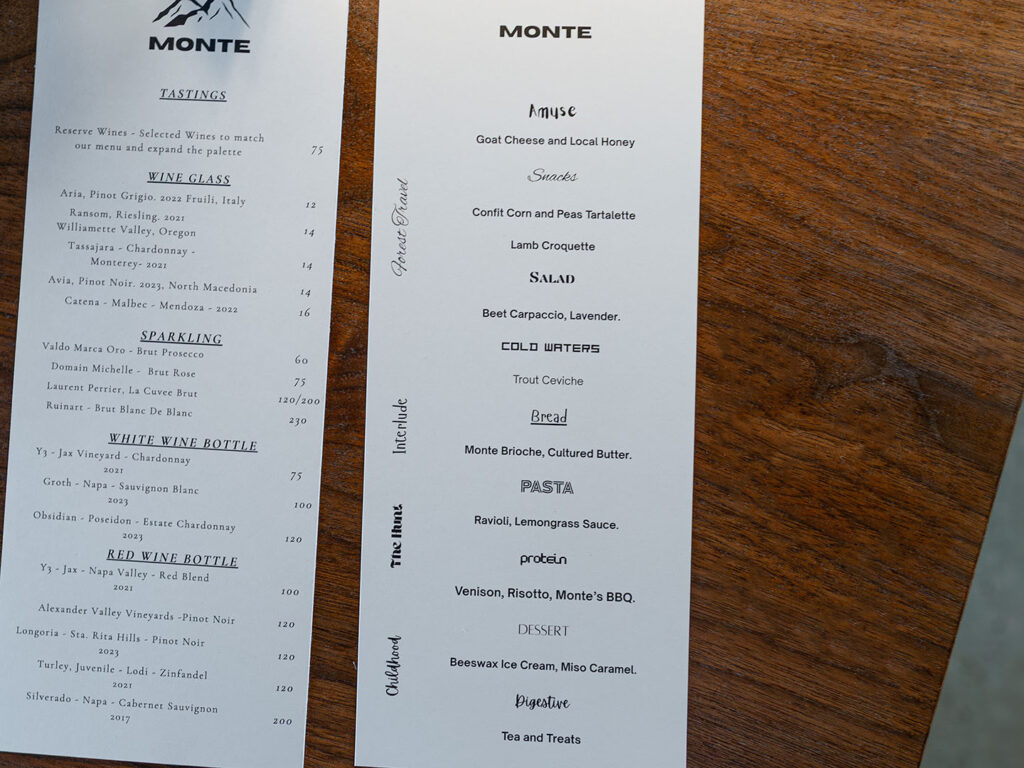 Monte - recent tasting menu (Gastronomic SLC)