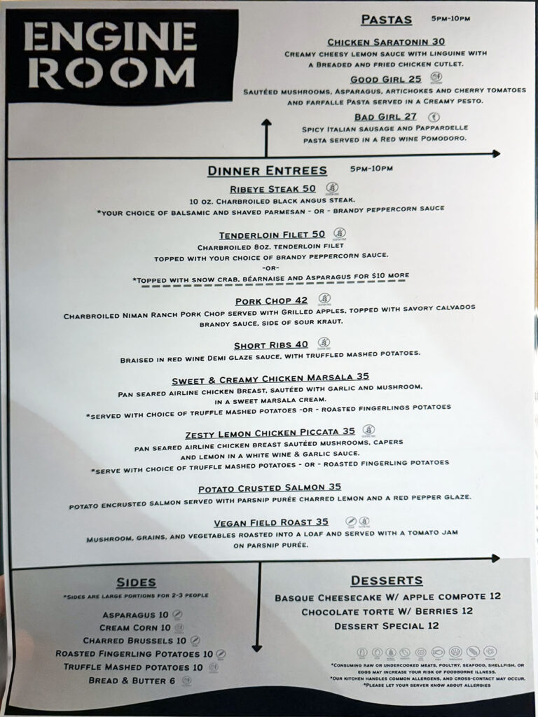 Engine Room Pub & Bistro - food menu page two (Gastronomic SLC)
